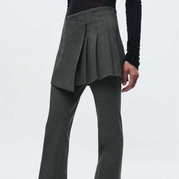 Faux skirt pleated trousers スラックス R1CA96-kha-grn-01.jpg